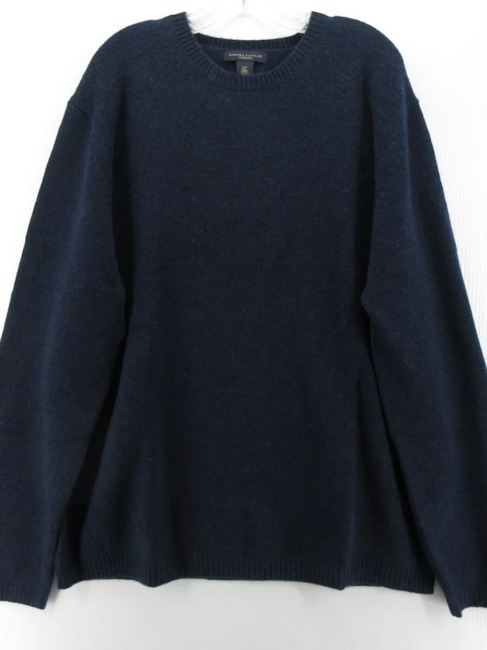 Banana Republic Sweater XXL Tall Navy Cashmere Pullover Ribbed Crewneck